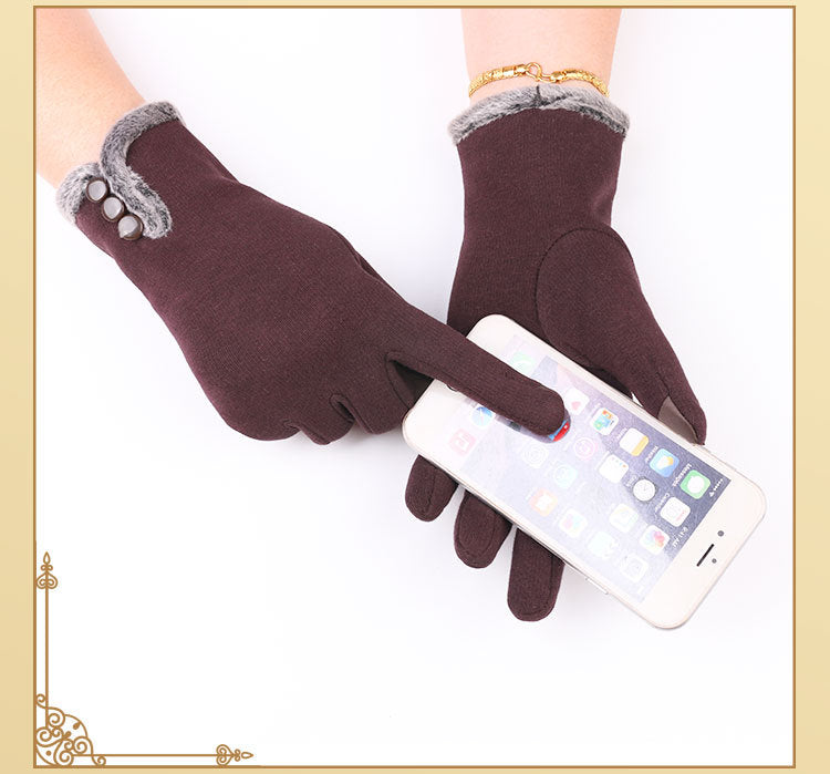 3 Decorative Buttons Ladies Fleece Touch Screen Warm Winter Thermal Lined Button Gloves UK