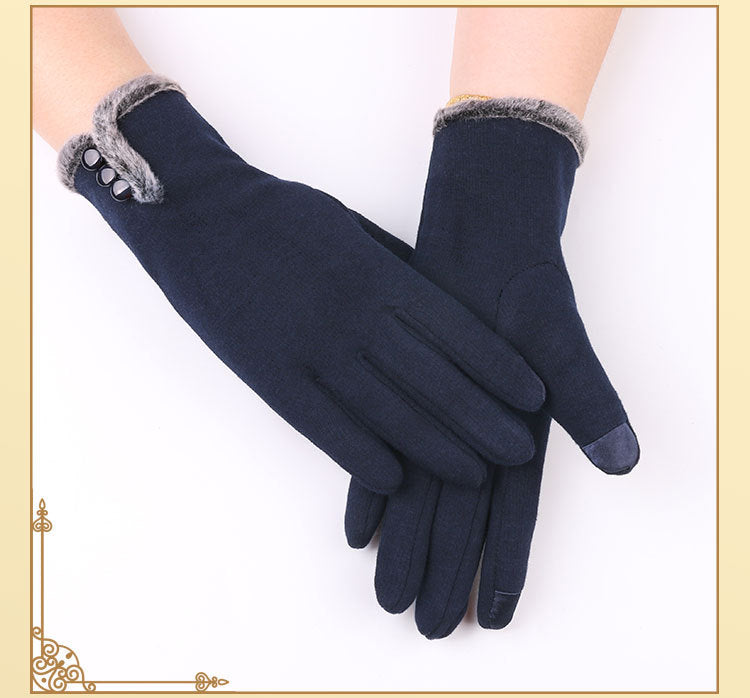 3 Decorative Buttons Ladies Fleece Touch Screen Warm Winter Thermal Lined Button Gloves UK