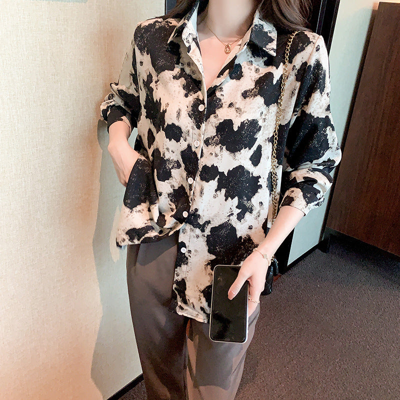 Dalmatians Style Vintage Prints Satin Soft Silky Shirt