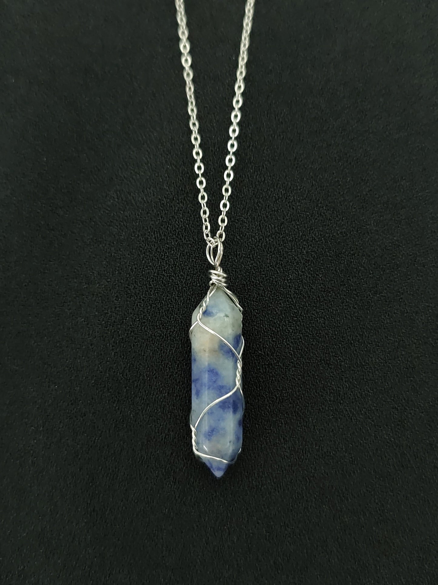 Silver Wire wrapped Hexagon Amethyst Crystal Necklace Cable Chain Crystal necklace Wire Wrapped Crystal Necklace Amethyst Necklace