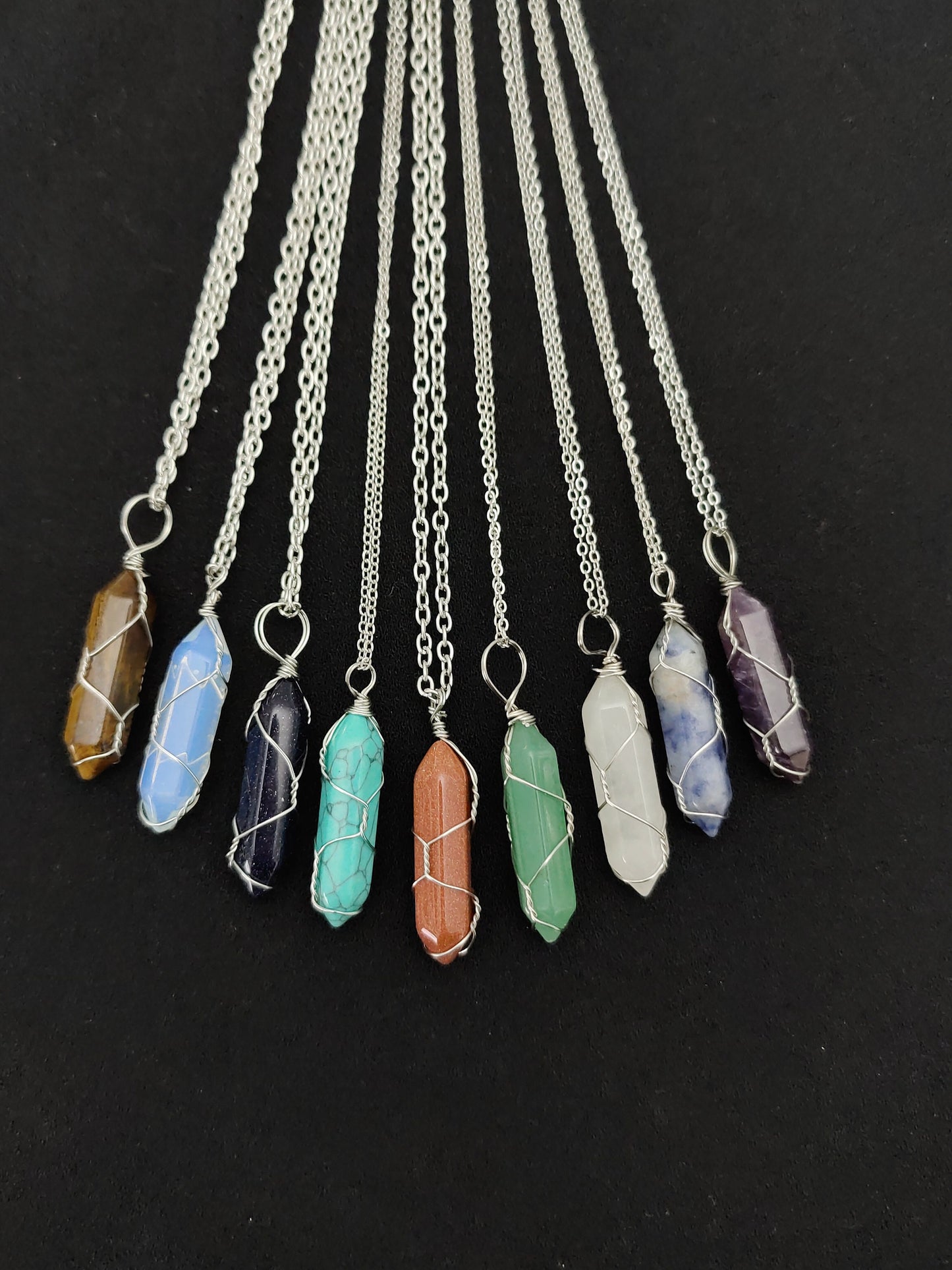 Silver Wire wrapped Hexagon Amethyst Crystal Necklace Cable Chain Crystal necklace Wire Wrapped Crystal Necklace Amethyst Necklace
