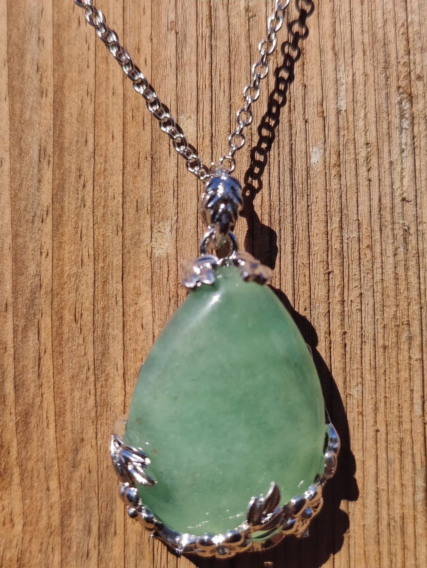 Silver Water Drop Rose Base Capped Crystal Chakra Natural Stone Necklace Pendants Amethyst Rose Quartz Aventurine Clear Crystal Quartz Opal