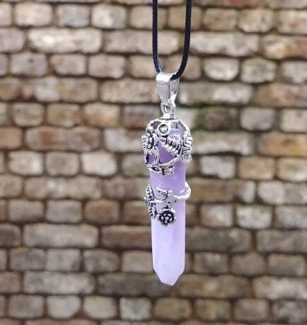 Amethyst Necklace Natural Amethyst Pendant Genuine Crystal Necklace for Mens for Womens Gift Purple Crystal Hexagon Necklace