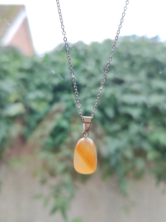 Orange Agate Natural Crystal Cuboid Necklace