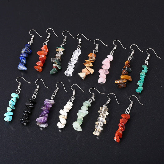 Amethyst Gravel Natural Stone Crystal Earrings