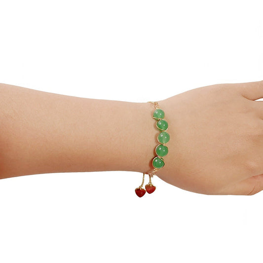 Gold Jade Rhodonite Polished Beaded Natural Crystal Stone Bracelet Chakra Stone Drawstring Closure