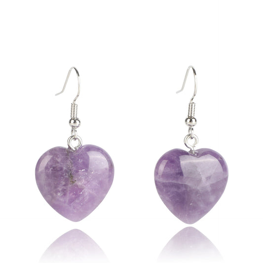 Heart Earrings Natural Crystal Pair of  Earrings