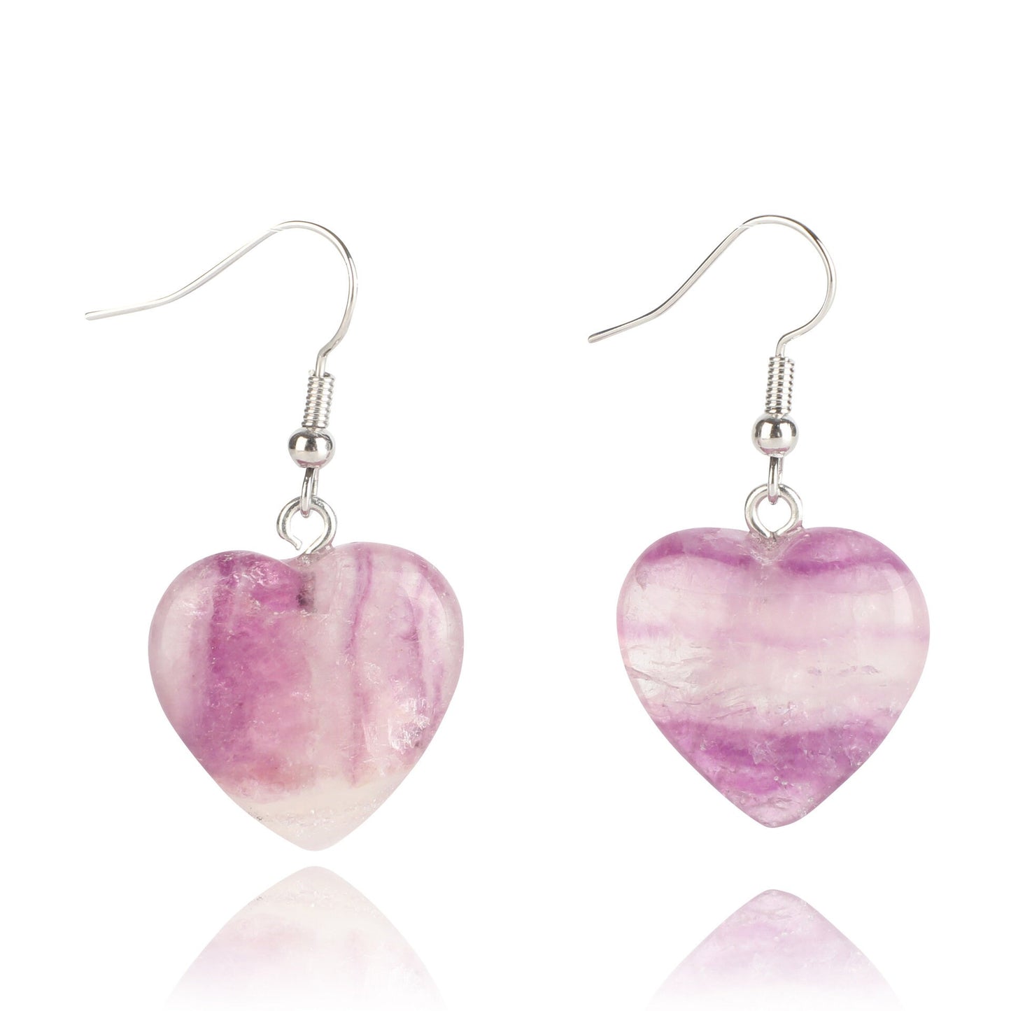 Crystal Stone Heart Shape Dangly Earrings Mahogany Obsidian UK