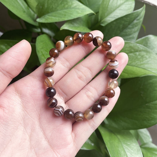 Persian Agate Natural Stone Beaded Elastic Bracelet UK