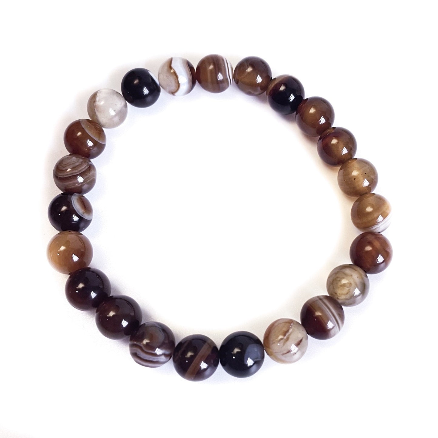 Persian Agate Natural Stone Beaded Elastic Bracelet UK