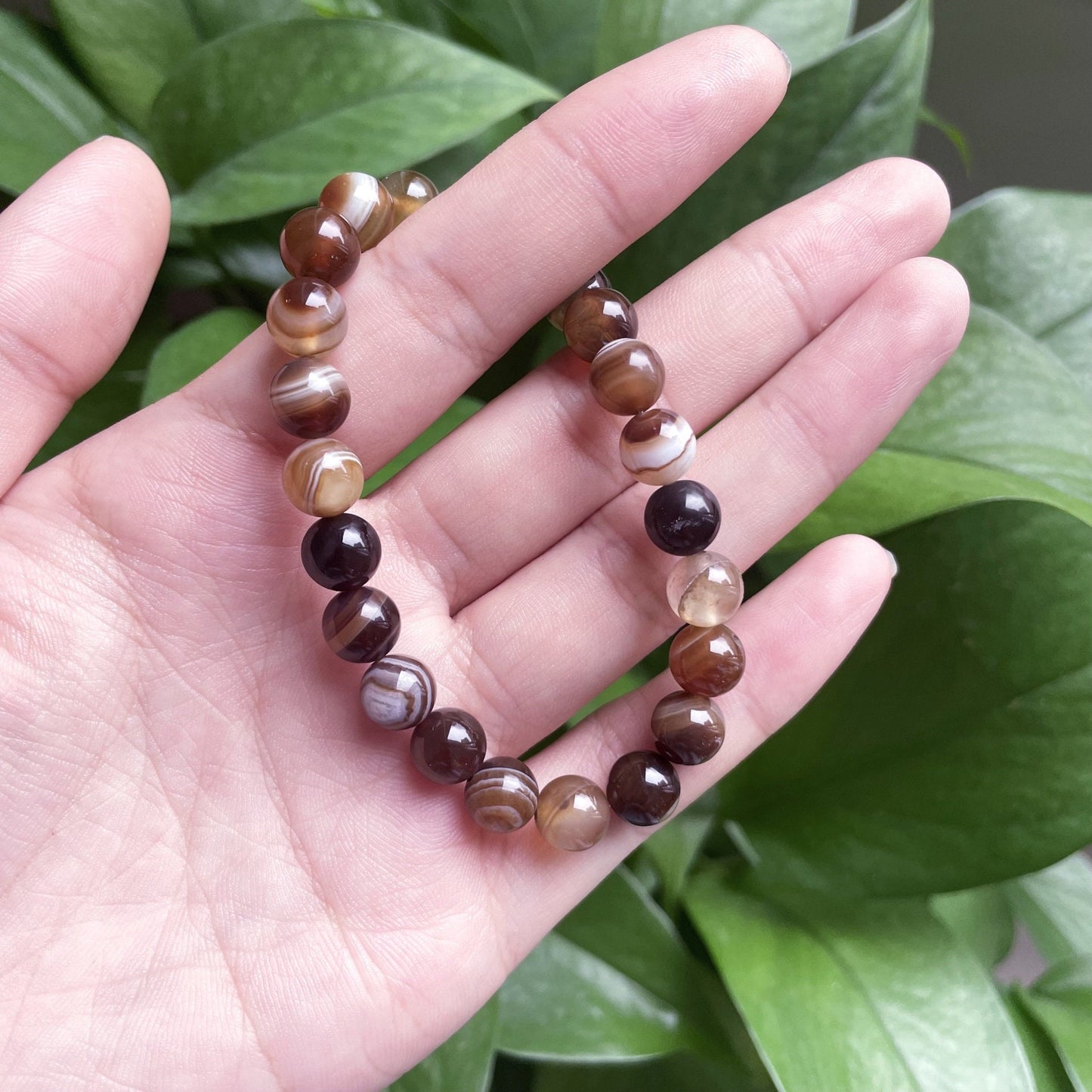Persian Agate Natural Stone Beaded Elastic Bracelet UK