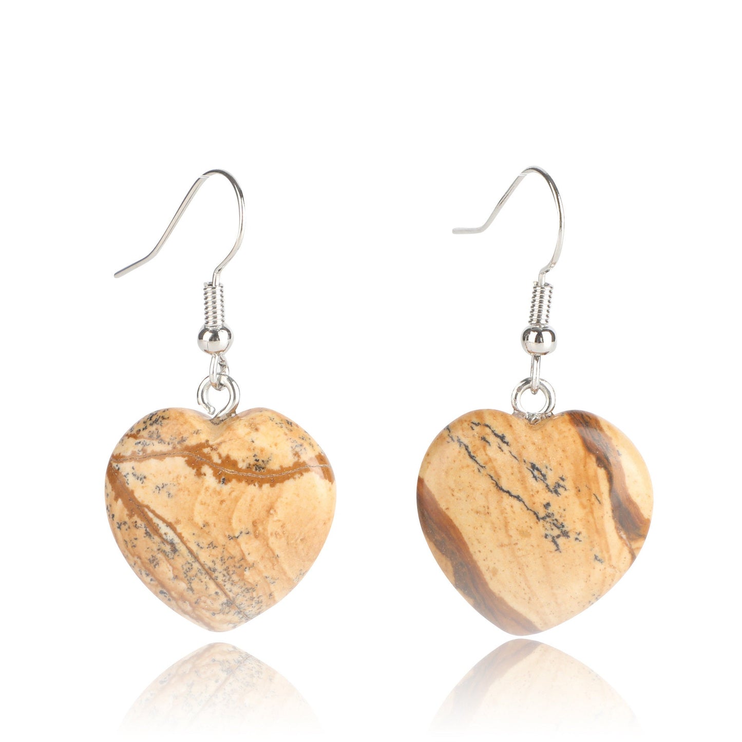 Heart Earrings Natural Crystal Pair of  Earrings