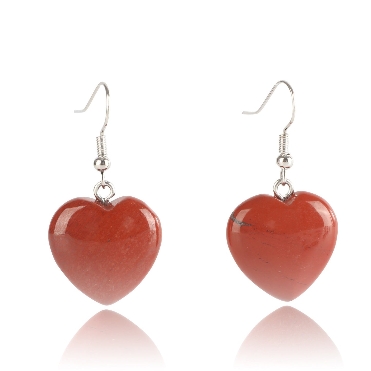 Crystal Stone Heart Shape Dangly Earrings Mahogany Obsidian UK