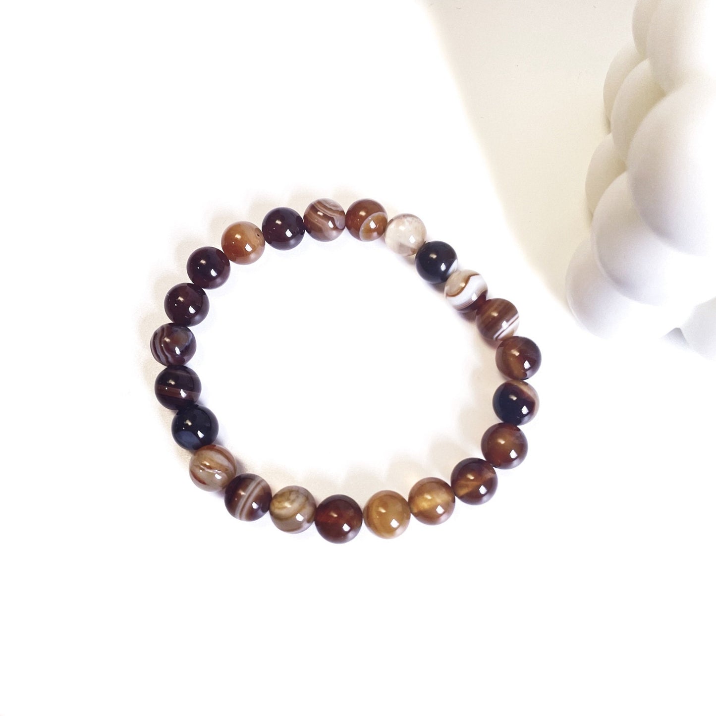 Persian Agate Natural Stone Beaded Elastic Bracelet UK