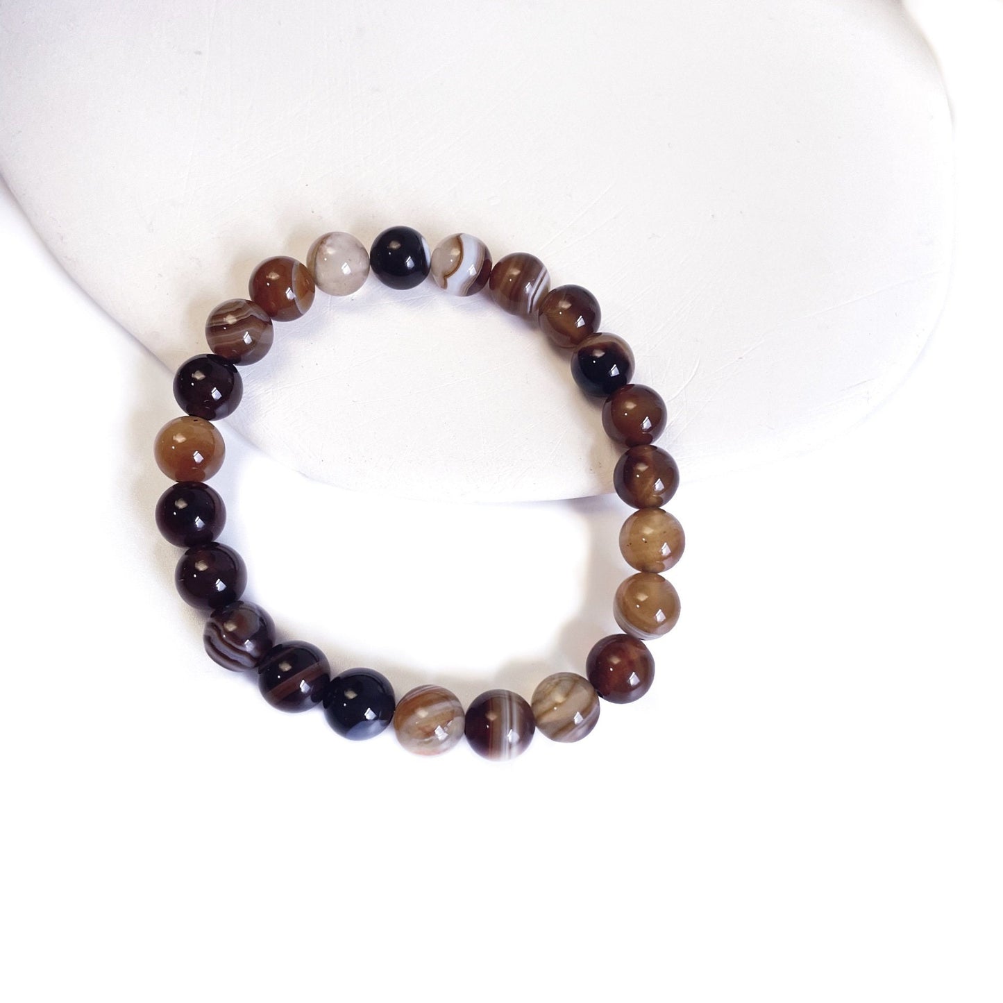 Persian Agate Natural Stone Beaded Elastic Bracelet UK