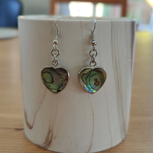 Mother of Pearl Heart Shape Earrings Stainless Steel Dangling Hooks Earrings UK