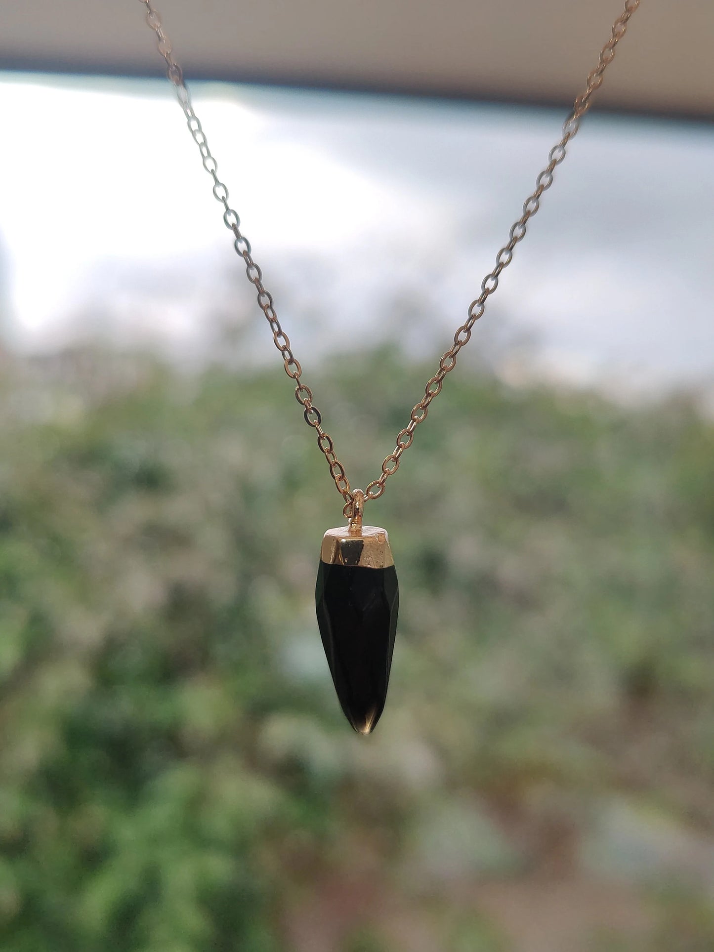 Bullet shape Natural Crystal Stone Necklace Pendant Genuine Crystal Necklace for Mens for Womens Gift Crystal Necklace